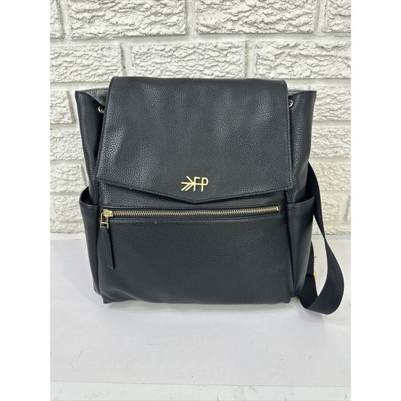 Freshly Picked Baby Diaper Bag Convertible Backpack, FP Vegan Black Leather - Picture 1 of 6